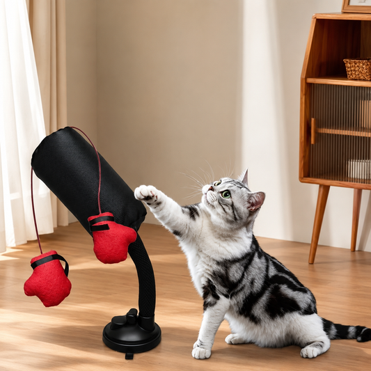 PawHouse™ Interactive Cat Punching Bag Toy with Strong Suction Cup – Keeps Indoor Cats Active & Entertained